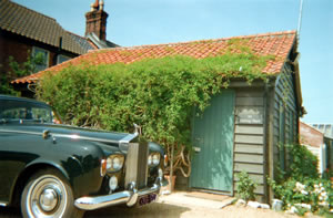 Francis Bown's Rolls Royce outside the Potting Shed Bedroom at Titchewell Manor, Titchwell nr Brancaster, Norfolk, United Kingdom | Bown's Best